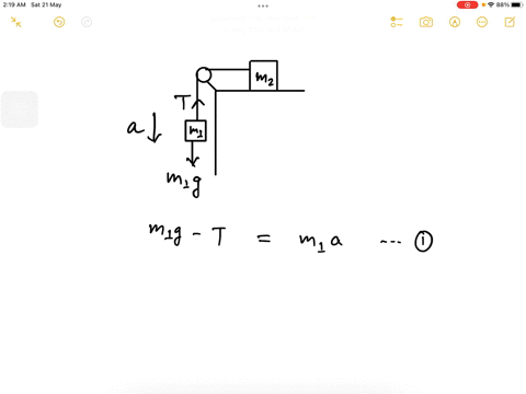 time-left-117206-in-the-figure-shown-the-two-masses-are-connected-by-a-massless-string-passing-over-smooth-pulley-and-the-surface-is-smooth-find-the-acceleration-of-block-m1-in-terms-of-g-wh-38963