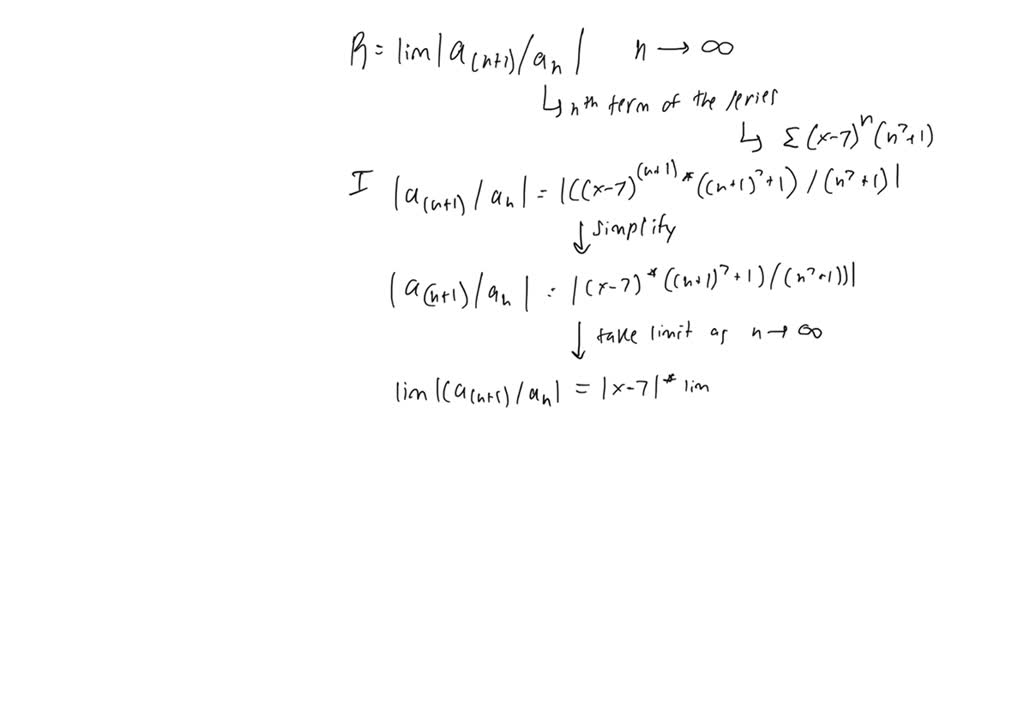 SOLVED: Find the radius of convergence, R, of the series. âˆž n = 1 (âˆ ...