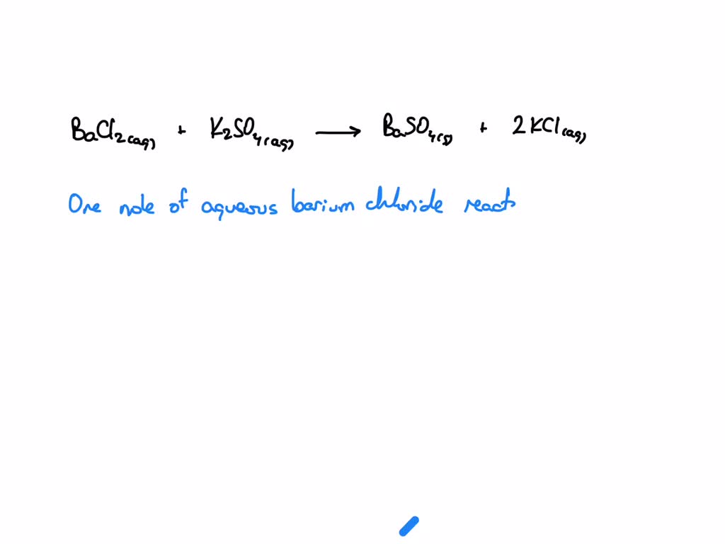 SOLVED The balanced chemical equation for the reaction between barium