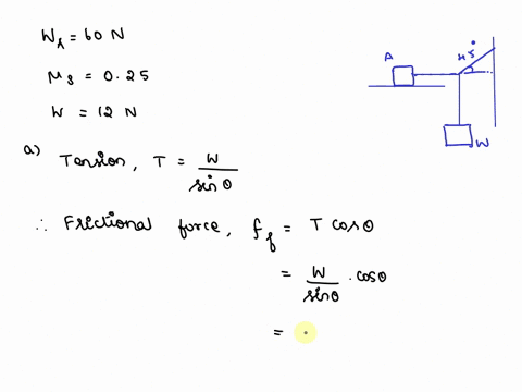 a-block-a-in-the-figure-weighs-600-n_-the-coeflicient-of-static-friction-between-the-block-and-the-surface-on-which-it-rests-1s-025-the-weight-w-is-120-n-and-the-system-is-in-equilibrium-fin-52814