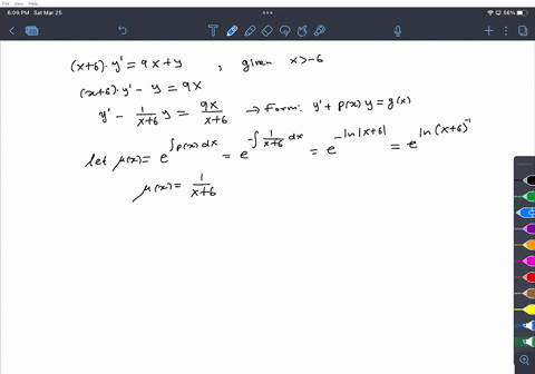 solve-the-following-differential-equation-by-using-integrating-factors-you-may-assume-that-x-6