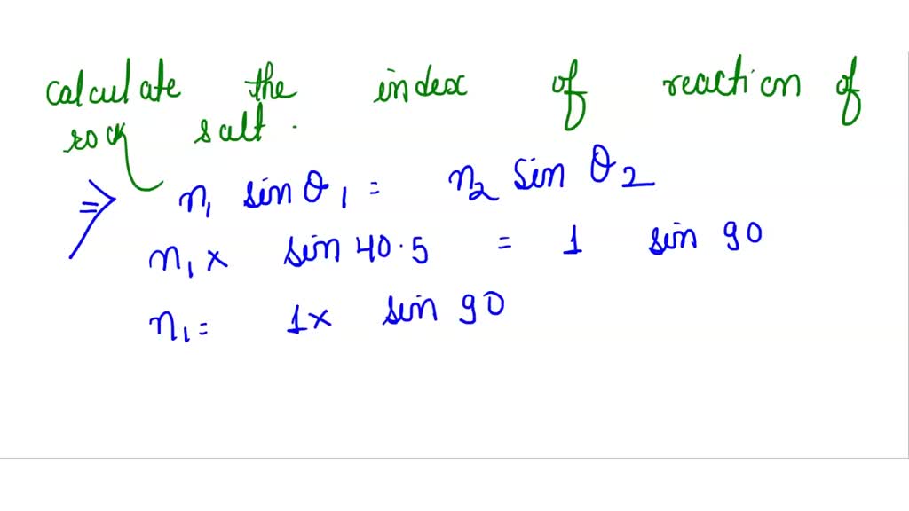 SOLVED The critical angle for light passing from rock salt into air is