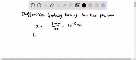 a-diffraction-grating-with-100-lines-per-mm-is-used-to-form-a-diffraction-pattern-on-a-screen-that-is-place-198cm-from-the-grating-to-the-screen-the-first-order-maximum-is-observed-at-a-dist-92563