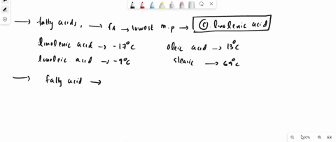 in-the-following-fatty-acids-the-fatty-acid-with-the-lowest-melting-point-is-a-oleic-acid-b-linoleic-acid-c-linolenic-acid-d-stearic-acid-in-the-following-fatty-acids-the-fatty-acid-with-the-79738