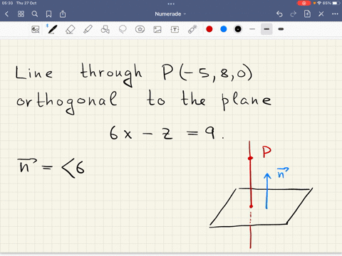 find-vector-and-parametric-equations-for-the-line-in-r3-that-contains-the-point-p-580-and-is-orthogonal-to-the-plane-6x-7-2-9_-therefore-use-the-parameter-t_-enter-the-following-vector-equat-30835