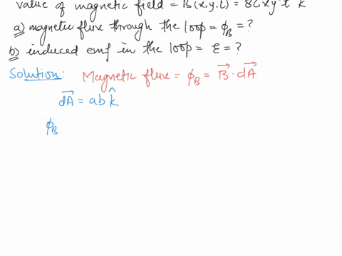 a-rectangular-loop-of-wire-with-sides-b-lies-in-the-first-quadrant-of-the-xy-plane-with-one-corner-at-the-origin-as-shown-in-figure-in-this-region-there-is-nonuniform-time-dependent-magnetic-07054