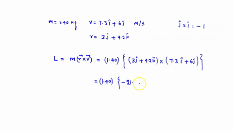 a-particle-of-mass-140-kg-is-moving-with-velocity-v-73i60jms-find-the-angular-momentum-l-l-relative-to-the-origin-when-the-particle-is-at-r-30j42kmr30j42km-at-position-r-a-force-of-f-44nif44-86534
