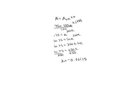 a-radioactive-sample-decays-from-100-grams-of-radioactive-material-to-75-grams-over-the-course-of-250-years-use-the-exponential-decay-model-a-aoet-to-afind-the-rate-of-decay-during-this-time-93204