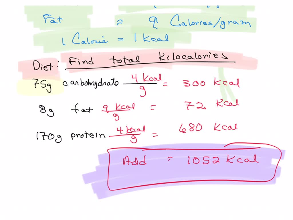 SOLVED: The Total Kilocalories For A Diet That Consists Of 75 G Of ...