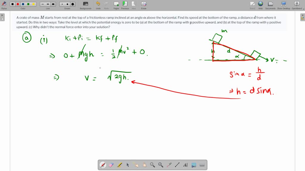 SOLVED A crate of mass M starts from rest at the top of a frictionless
