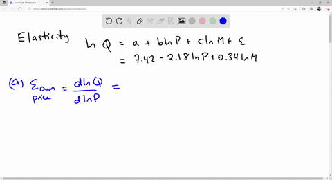 the-demand-function-for-good-x-is-ln-qdx-a-b-ln-px-c-ln-m-e-where-px-is-the-price-of-good-x-and-m-is-income-least-squares-regression-reveals-that-a-742-b-218-and-c-034-a-if-m-55000-and-px-43-27347