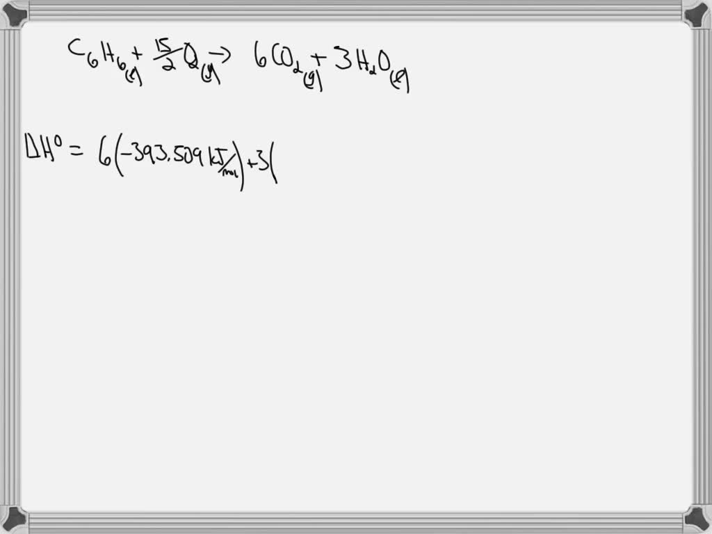 SOLVED: Benzene (C6H6) burns according to the following balanced ...