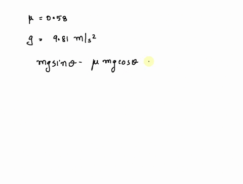 a-box-slides-downwards-at-a-constant-velocity-on-an-inclined-surface-that-has-a-coefficient-of-friction-uk-058-find-the-angle-of-the-incline-in-degrees-73691