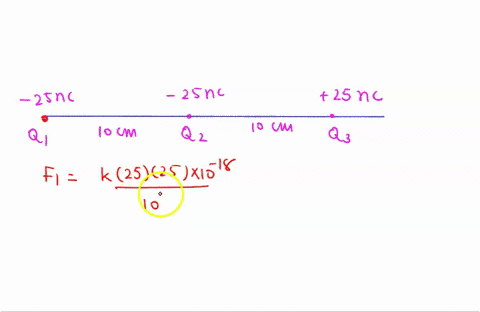 a-charge-q1-25-micro-coulomb-is-placed-at-10-cm-to-the-left-of-charge-q2-25-micro-coulomb-a-charge-q3-25-micro-coulomb-is-placed-at-10-cm-to-the-right-of-the-charge-q2-determine-the-magnitud-46636