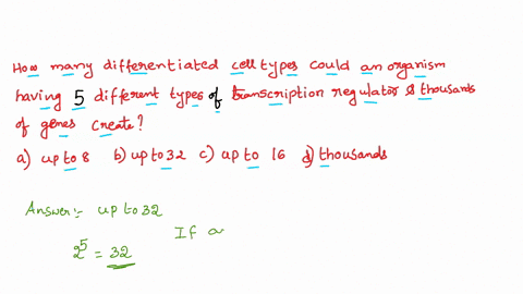 how-many-differentiated-cell-types-could-an-organism-having-five-different-types-of-transcription-regulator-and-thousands-of-genes-create-select-one-up-to-8-up-to-32-up-to-16-thousands-80863