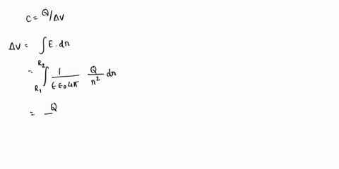 calculate-the-capacity-c-of-a-spherical-capacitor-of-inner-radius-r1-and-outer-radius-r2-which-is-filled-with-a-dielectric-varying-as-0-1cos2-where-is-the-polar-angle-91056