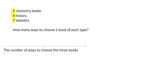 josephine-has-five-chemistry-books-thrce-history-books-and-seven-statistics-books-she-wants-to-choose-one-book-of-each-type-to-study-in-how-many-ways-can-she-choose-the-three-books-the-total-93965