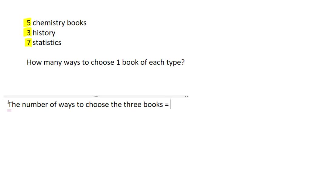 Josephine has five chemistry books; thrce history books; and seven