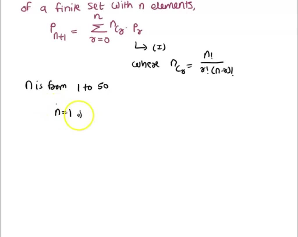 SOLVED Text Calculate the number of partitions p(n) of a finite set
