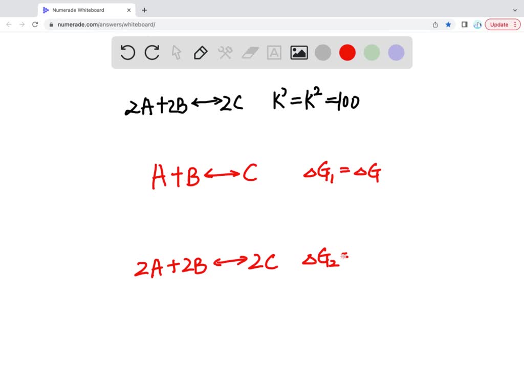SOLVED: For the chemical equilibrium A + B C the value of K is 10. What ...