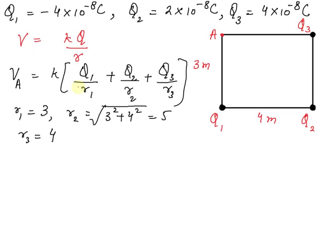 SOLVED Q1 Using a zero reference potential at infinity, determine the