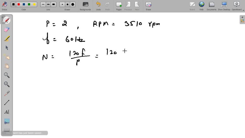 SOLVED An induction motor runs at 3510 rpm. Calculate the percent slip