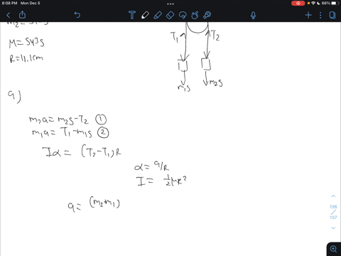 in-the-figure-two-blocks-of-mass-m1-370-g-and-m2-598-g-are-connected-by-a-massless-cord-that-is-wrapped-around-a-uniform-disk-of-mass-m-543-g-and-radius-r-111-cm-the-disk-can-rotate-without-56916