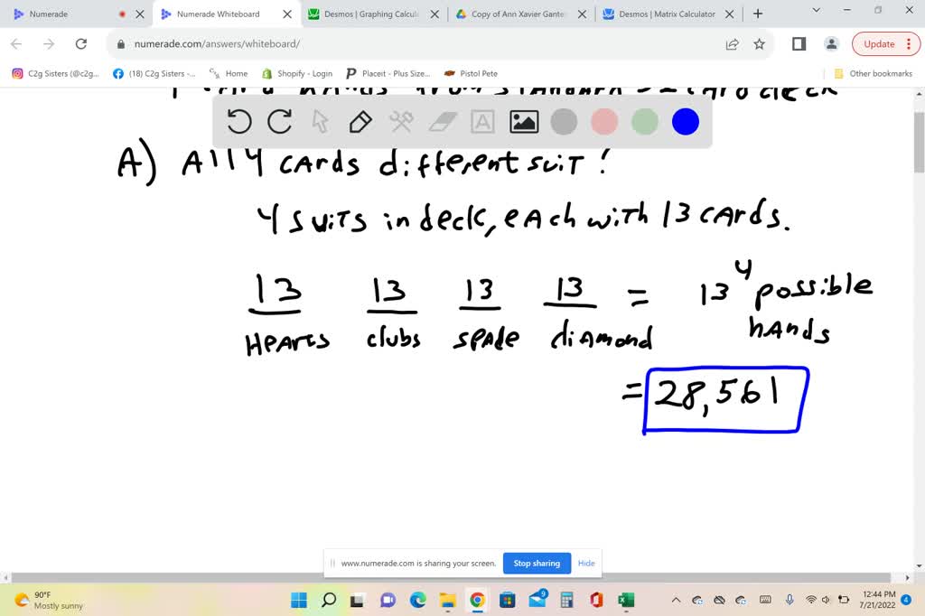 SOLVED This problem concerns 4card hands dealt off of a standard 52