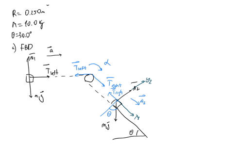block-of-mass-m-185-kg-and-block-of-mass-mz-630-kg-are-connected-by-massless-string-over-pulley-in-the-shape-of-solid-disk-having-radius-r-0250-m-and-mass-m-100-kg-the-fixed-wedge-shaped-ram-75658