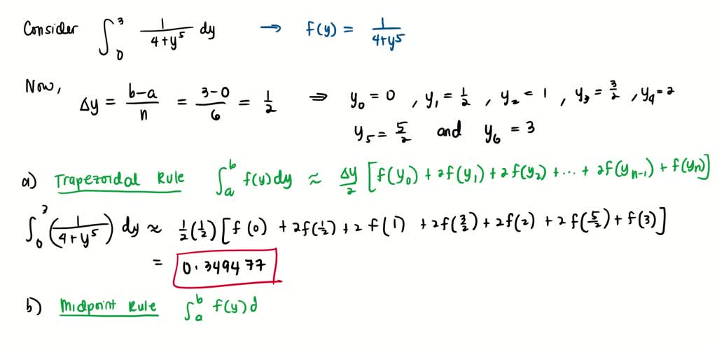 SOLVED: Use The Trapezoidal Rule, The Midpoint Rule And Simpson'Rule ...