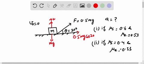 the-figure-shows-an-initially-stationary-block-of-mass-m-on-a-floor-a-force-of-magnitude-0500mg-is-then-applied-at-upward-angle-20-what-is-the-magnitude-of-the-acceleration-of-the-block-acro-44892