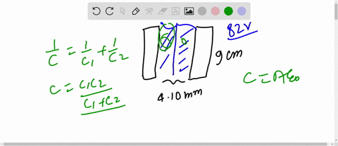 a-parallel-plate-capacitor-has-square-plates-that-are-900-cm-on-each-side-and-410-mm-apart-the-space-between-the-plates-is-completely-filled-with-two-square-slabs-of-dielectric-each-900-cm-o-77221