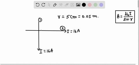 two-long-wires-carry-16-a-currents-in-the-directions-shown-in-the-figure-figure-1-one-wire-is-10-cm-above-the-other-what-is-the-magnitude-of-the-magnetic-field-at-a-point-halfway-between-the-82362