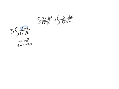example-6-evaluate-solution-we-first-separate-the-integrand-to-get-beginarrayll-int-frac3-x2sqrt1-x2-d-x-int-frac3-x2sqrt1-x2-d-x3-int-fracx-d-xsqrt1-x22-int-fracd-xsqrt1-x2-endarray-in-the-first-of-t