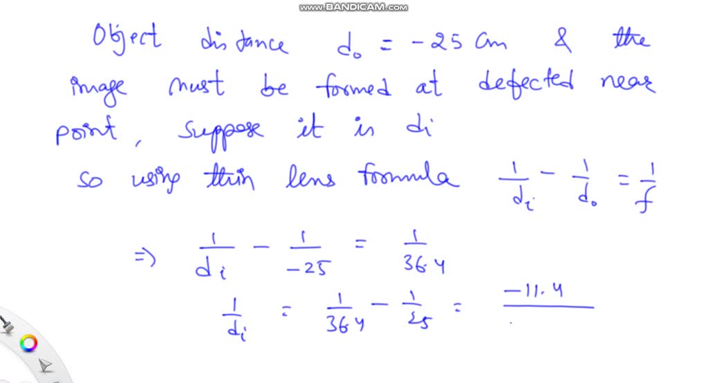 SOLVED (a) Where is the near point of an eye for which a contact lens with a power of +2.75