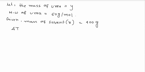 certain-liquid-x-has-normal-freezing-point-of-870-c-and-freezing-point-depression-constant-k-618-ckg-mol-solution-is-prepared-by-dissolving-some-urea-chn0-in-400-g-of-x-this-solution-freezes-04838