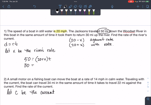 1-the-speed-of-a-boat-in-still-water-is-20-mph-the-jacksons-traveled-50-mi-down-the-woodset-river-in-this-boat-in-the-same-amount-of-time-it-took-them-to-return-30-mi-up-the-river-find-the-r-78503