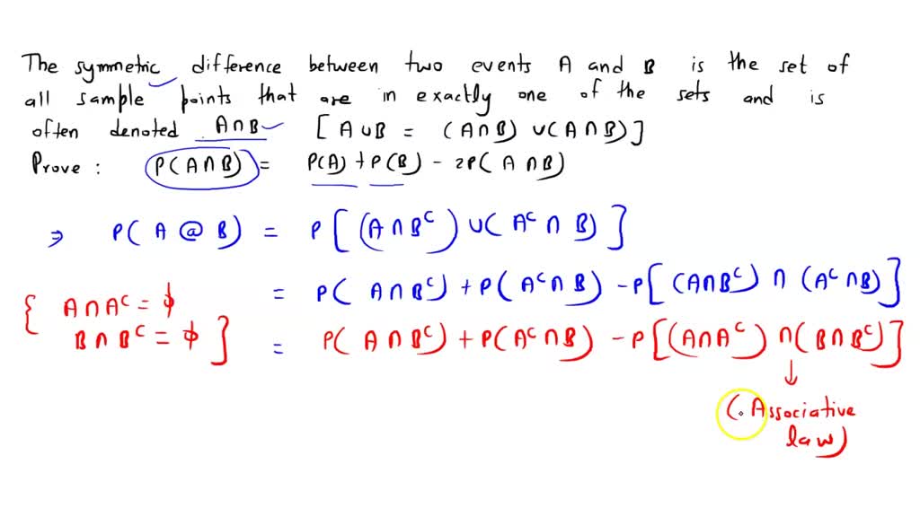 SOLVED: 4. The Symmetric Difference Between Two Events A And B Is The ...