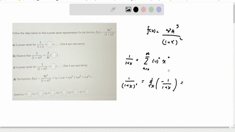 1-point-follow-the-steps-below-to-find-a-power-series-representation-for-the-function-fxfrac8-x31x2-a-a-power-series-for-frac11xsquareldots-first-4-non-zero-terms-b-observe-that-frac11x2fracdd-xsquare