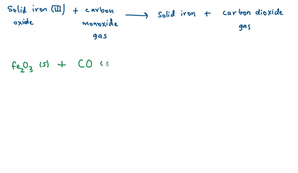 SOLVED Solid iron(III) oxide reacts with carbon monoxide gas to form