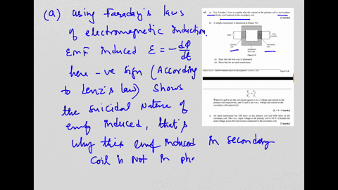 a5-a-use-faradays-law-to-explain-why-the-current-in-the-primary-coil-is-not-in-phase-with-the-emf-induced-in-the-secondary-coil-2-marks-ba-simple-transformer-is-illustrated-in-figure-50-inpu-53939