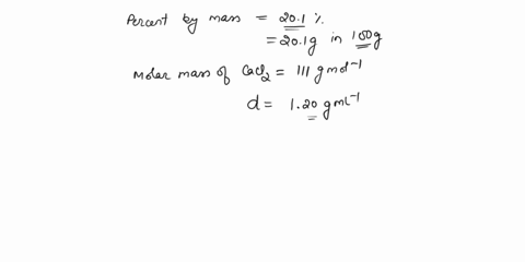 what-is-the-molarity-of-an-aqueous-solution-that-is-201-by-maass-calcium-chloride-density-is-120gmol-45827