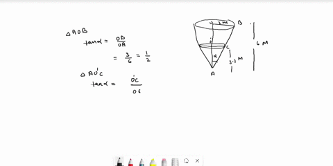 an-invaned-conical-waier-tank-wth-nuiani-0-mulonsand-radius-0l-3-moters-drainad-through-ihe-vertex-eta-maue-mnal-menenln-chango-of-ihe-water-cepln-wten-tho-water-is-37-nroter-itn-uu-simlar-i-33776