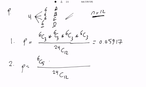 a-population-consists-of-6-individuals-in-each-of-4-categories-a-b-c-and-d-a-simple-random-sample-of-12-individuals-is-chosen-from-the-population-1-find-the-chance-that-the-sample-contains-e-29666