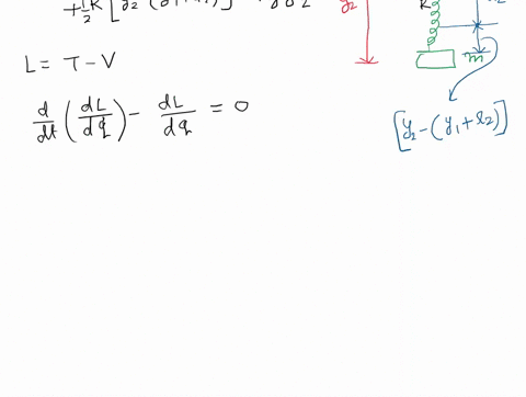 two-masses-m-and-2m-are-suspended-from-a-fixed-height-by-elastic-springs-as-shown-below-each-spring-has-a-spring-constant-k-and-motion-is-only-in-the-vertical-directionq-is-the-magnitude-of-56244