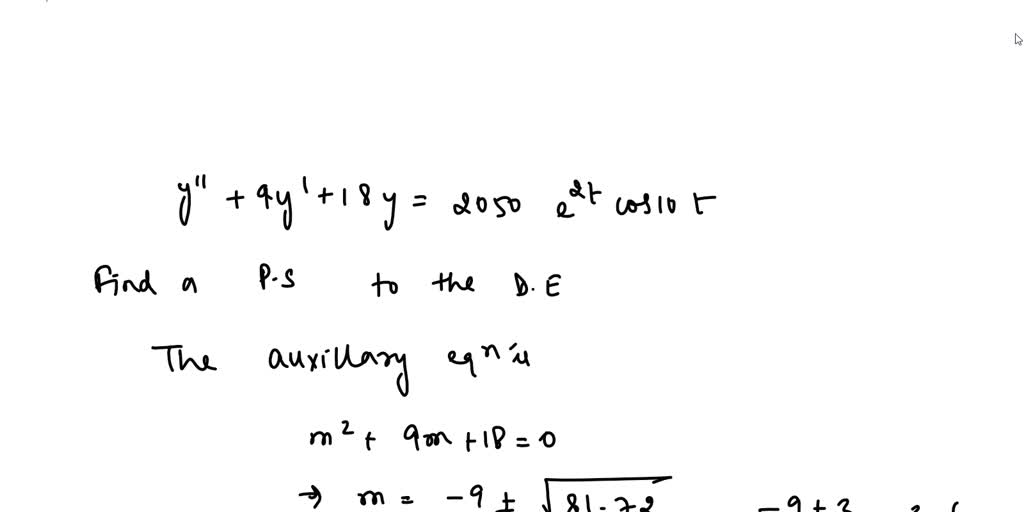 SOLVED: 4.4.25 Find a particular solution to the differential equation ...