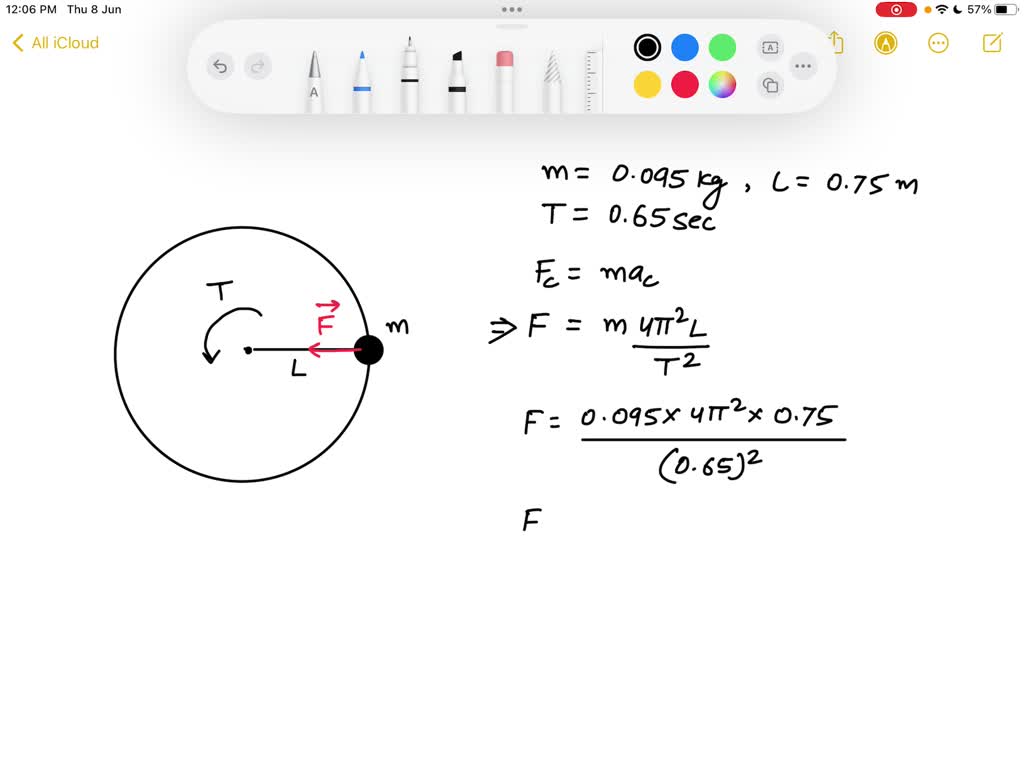 A puck of mass m = 0.095 kg is moving in a circle on a horizontal ...
