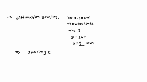 a-diffraction-grating-is-160-cm-wide-and-contains-2700-lines-when-used-with-light-of-a-certain-wavelength-a-third-order-maximum-is-formed-at-an-angle-of-240-what-is-the-wavelength-in-nm-11576