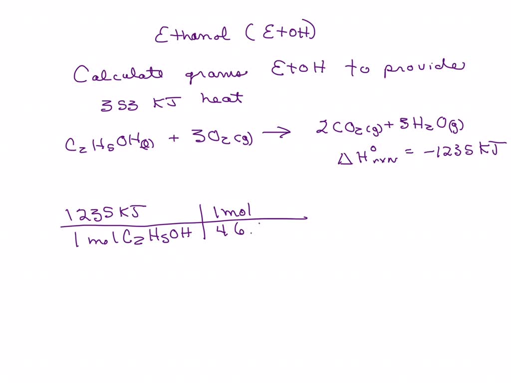 Solved Ethanol C2h5oh Is Mixed With Gasoline And Sold As Gasohol Use The Following To 7104