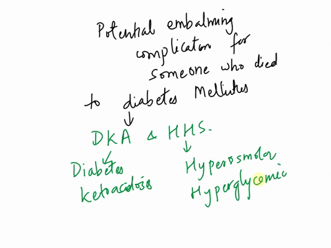 what-potential-embalming-complications-is-there-for-someone-who-died-due-to-diabetes-mellitus-and-what-precautions-should-you-take-as-an-embalmer-to-limit-the-effects-of-these-complications-69203